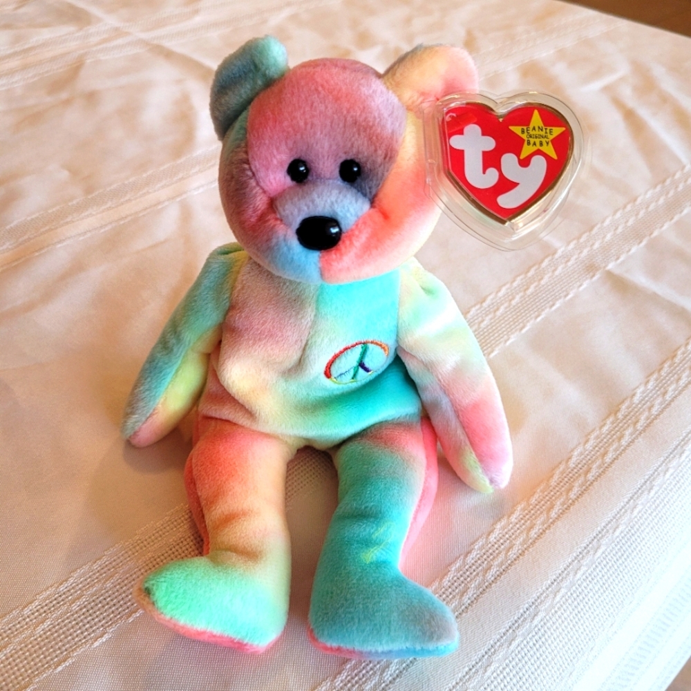 Peace Beanie Baby Retired Bear with Tag Errors NWT
